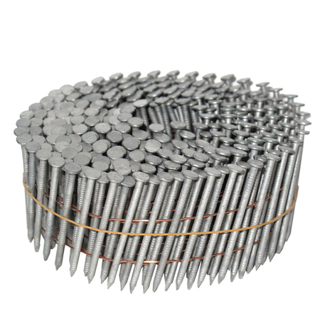 15 ອົງສາ ຈຸ່ມຮ້ອນ Galvanized Ring Shank Wire Collated Coil Framing Nails
