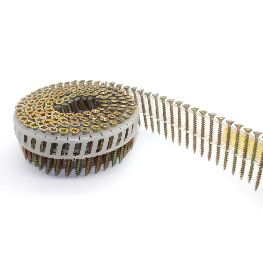 15 Degree Galvanized Plastic Sheet Coil Nail Screw 3.5x40mm