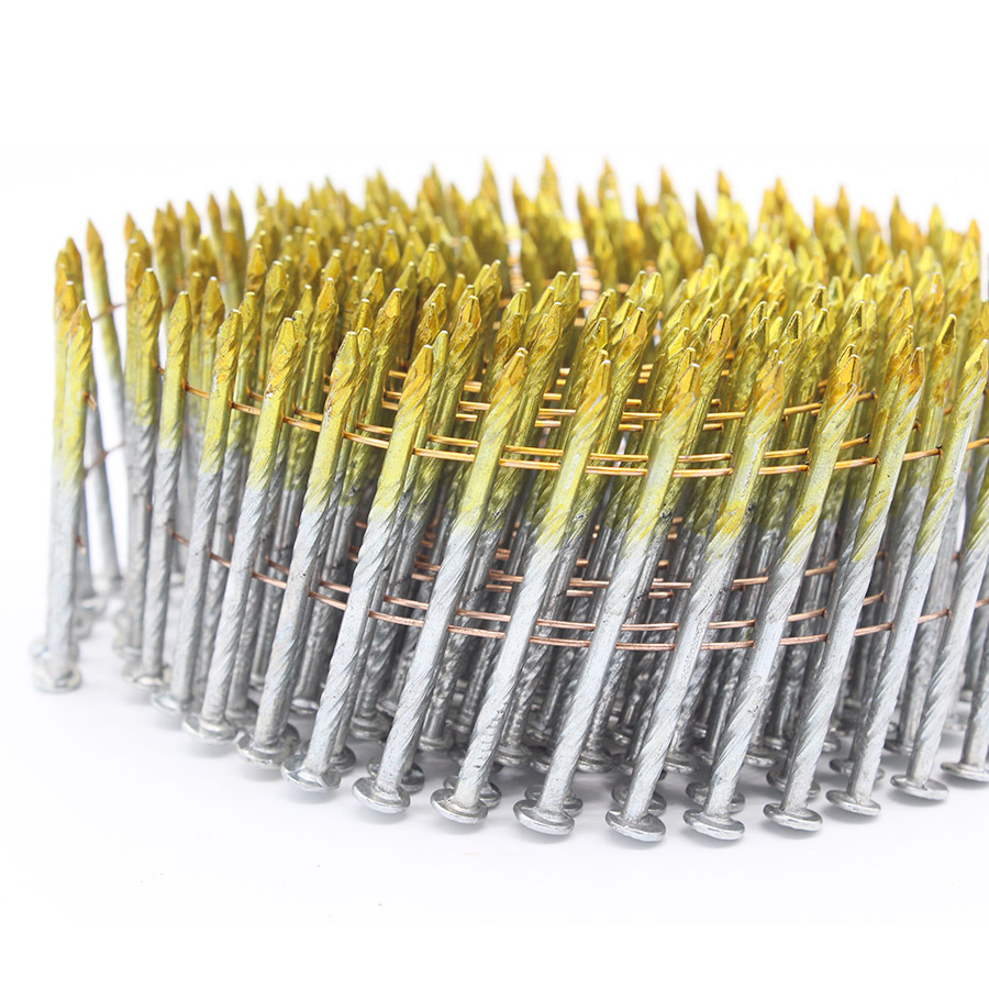 15 Degree Galvanized Screw Shank Coil Siding Nails 21/2 Inch X .092