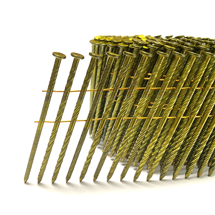 15 Degree Bright Screw Shank Wire Coil Nails 3.05x75mm - KYA Fasteners